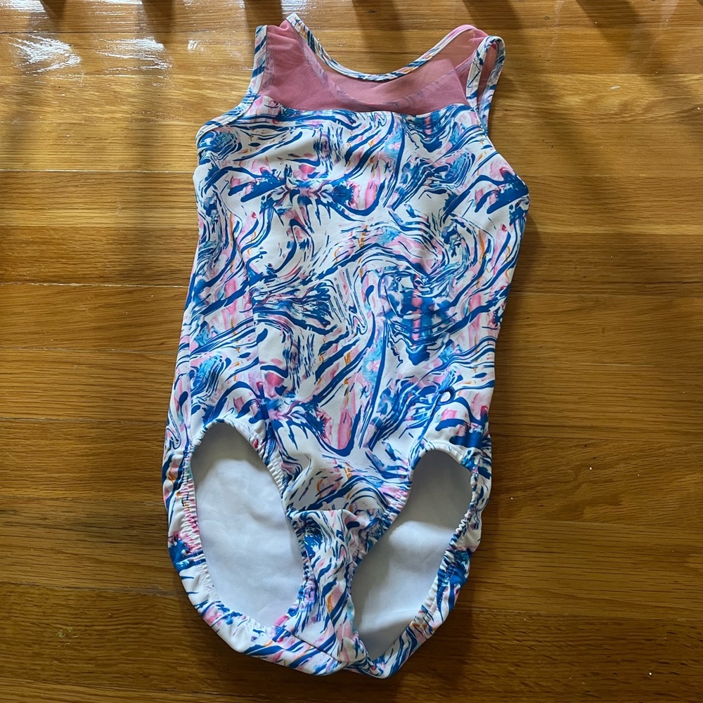 Plum mesh print leotard